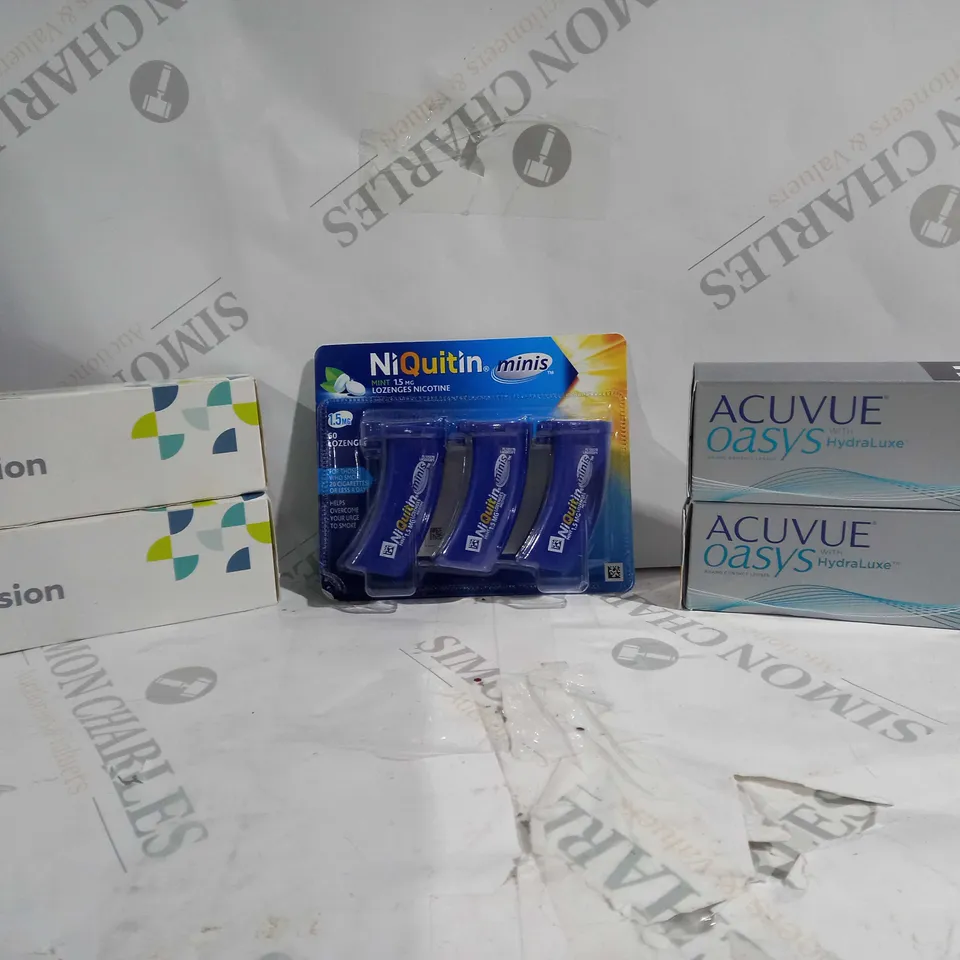 APPROX 20 ITEMS TO INCLUDE ACUVUE, EASYVISION, NIQUITIN MINIS