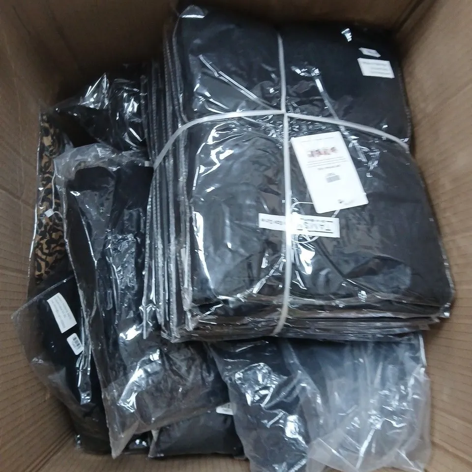 LARGE BOX OF WOMENS CLOTHING ITEMS IN VARIOUS STYLES , COLORS AND SIZES