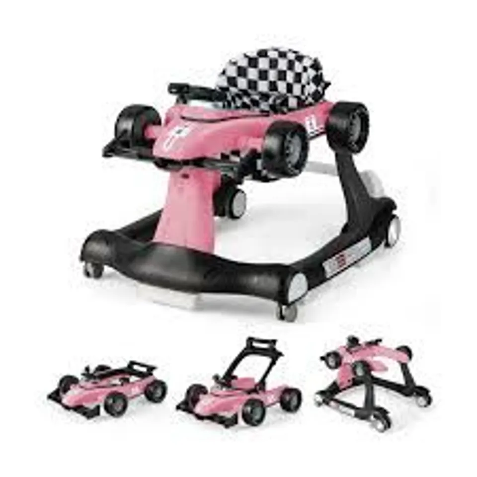 BOXED 4-IN-1 BABY PUSH WALKER WITH ADJUSTABLE HEIGHT AND SPEED-LIGHT - PINK