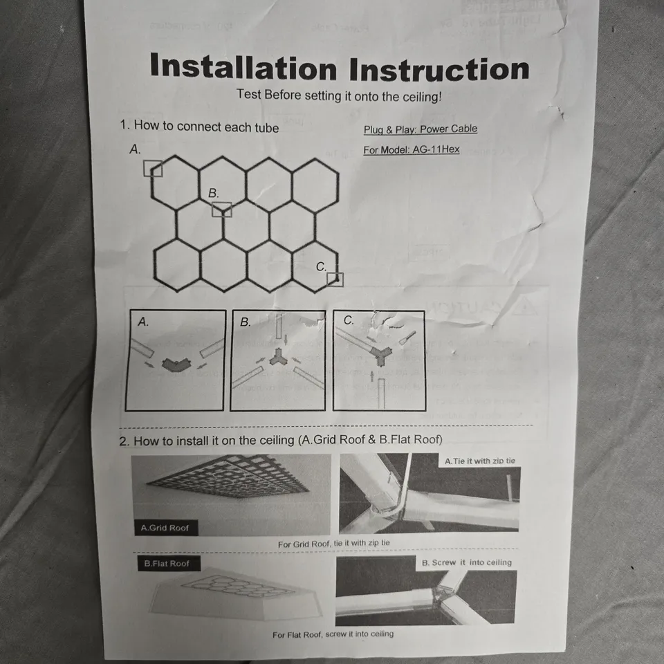 HEXAGONAL CEILING LIGHT PANEL INSTALLATION KIT – AG-11HEX (GRID ROOF)