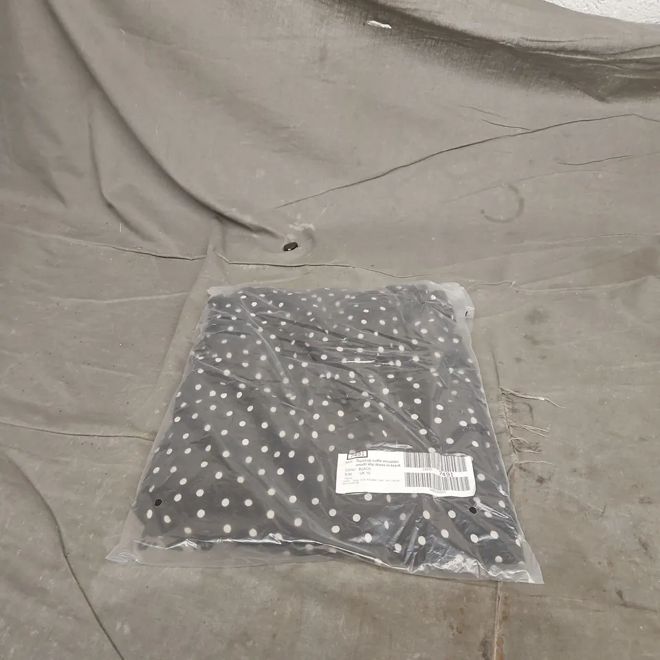 TOPSHOP RUFFLE SHOULDER AMALFI SLIP DRESS BLACK UK 10 BAGGED