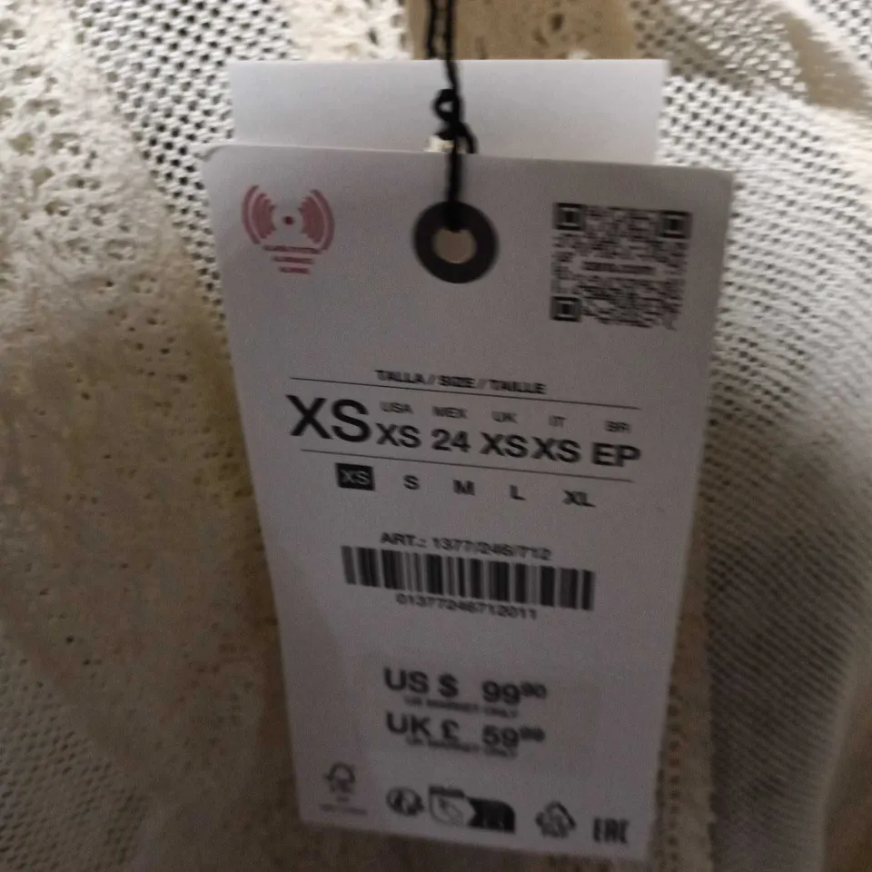 ZARA LACE BLOUSE – WHITE, UK XS