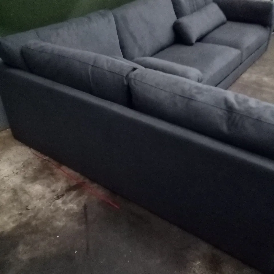 DESIGNER PALERMO FABRIC L SHAPED CORNER SOFA - PLUSH SLATE GREY