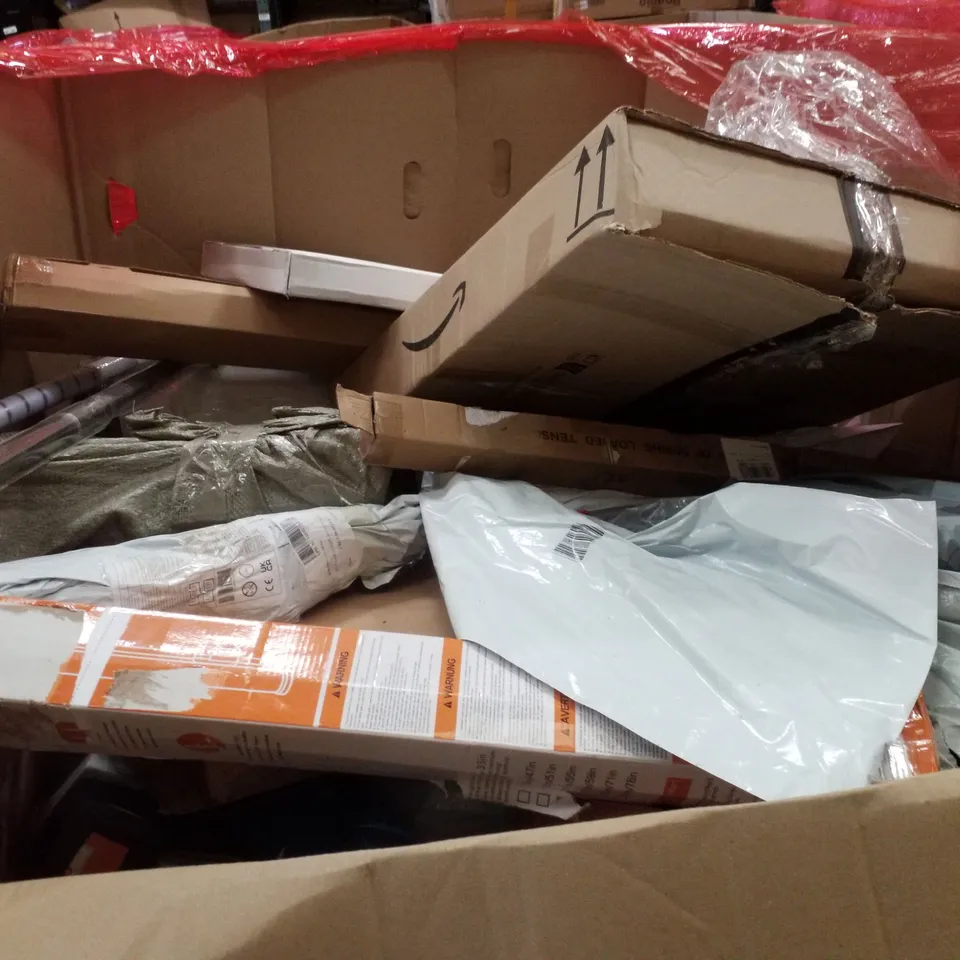 PALLET CONTAINING ASSORTED PRODUCTS INCLUDING RETRACTABLE  SAFETY GATE, LED LIGHTING, KITCHEN FAUCET, GARLAND & PLANT STAND