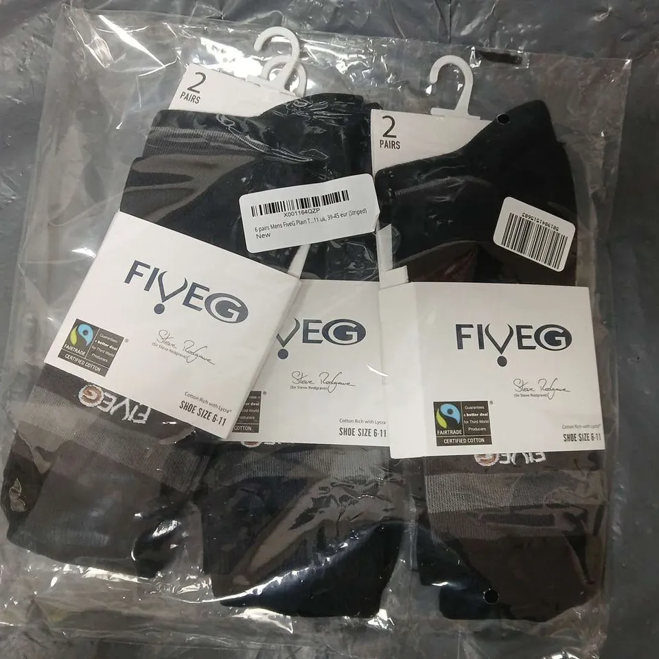 APPROXIMATELY 90 ASSORTED FIVEG STRIPED SOCKS IN BLACK