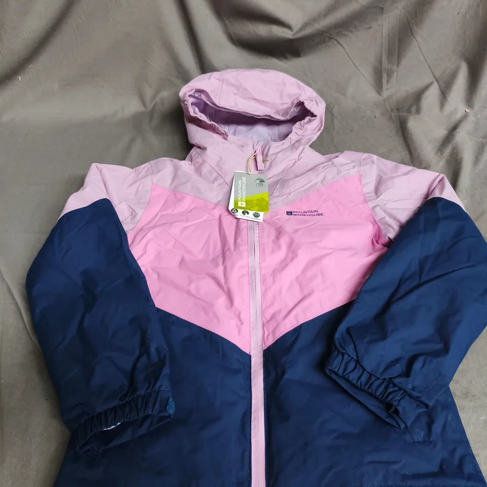 MOUNTAIN WAREHOUSE LIGHTNING 2 KIDS 3-IN-1 WATERPROOF JACKET, PINK & NAVY, 9-10 YEARS