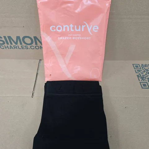 CONTURVE HIGH-WAISTED SHAPER BOYSHORT IN BLACK - L