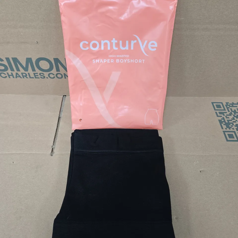 CONTURVE HIGH-WAISTED SHAPER BOYSHORT IN BLACK - L