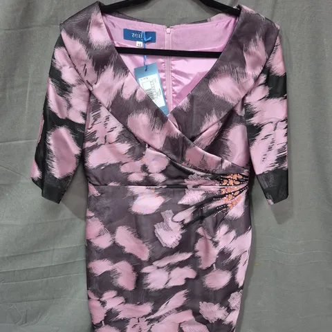 ZEILA DONNA WOMEN'S DRESS – PINK & PURPLE ABSTRACT PRINT – EU SIZE 40 
