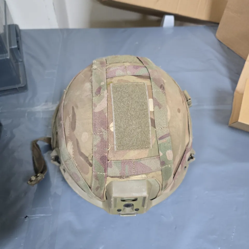 CAMOUFLAGE TACTICAL HELMET WITH MOLLE STRAPS – MILITARY STYLE (VERIFY MODEL)