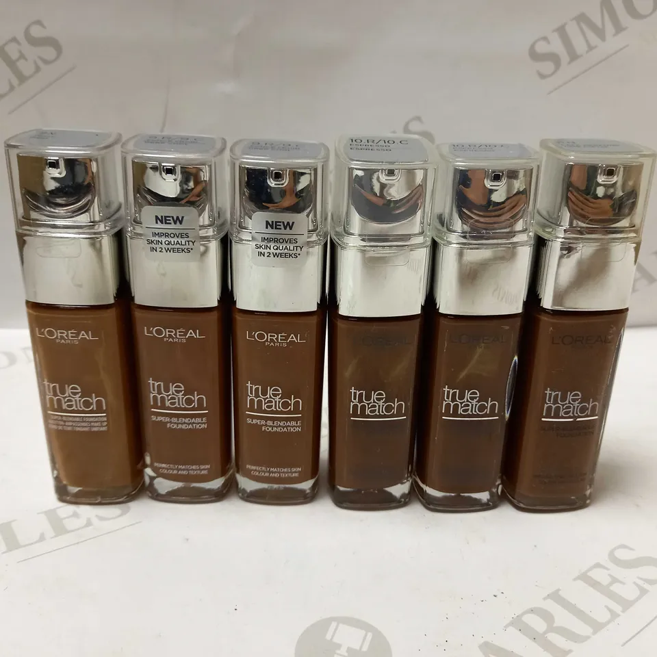 LOT OF 6 L'OREAL PARIS TRUE MATCH LIQUID FOUNDATIONS