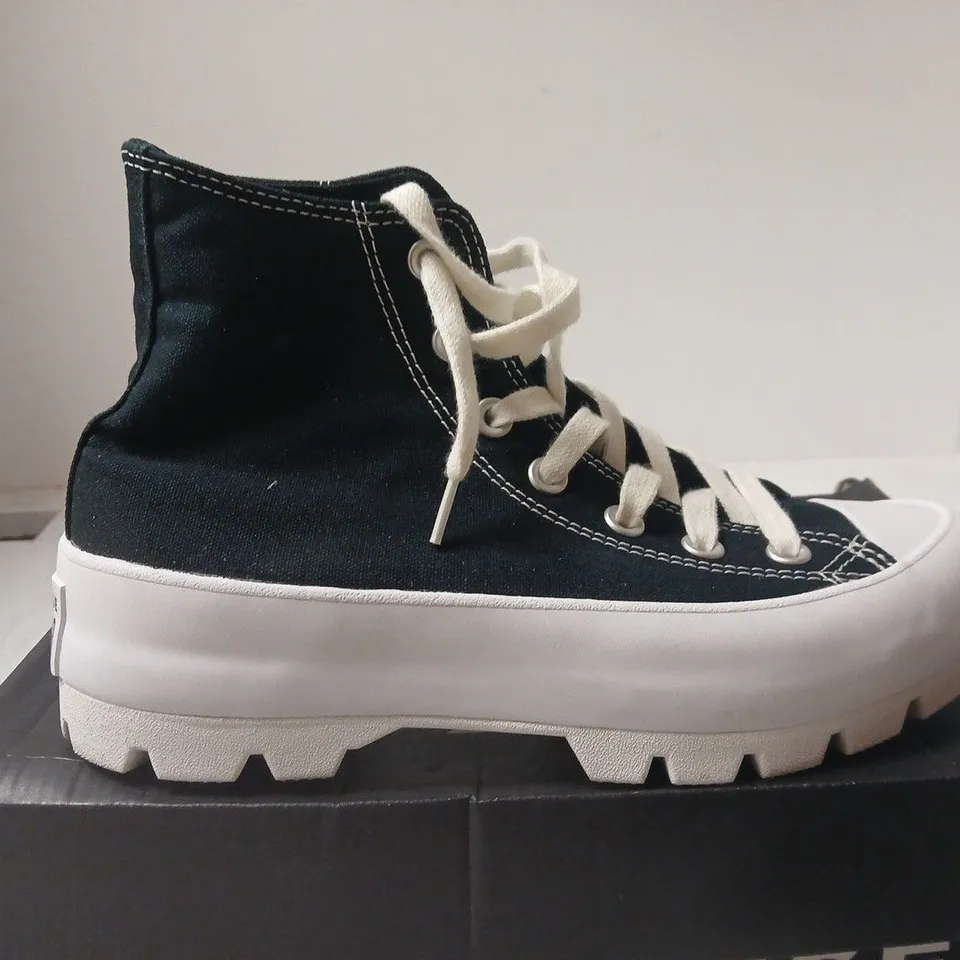 BOXED PAIR OF CONVERSE CHUCK TAYLOR ALL STAR HIGH-TOP PLATFORM SNEAKERS – BLACK, WOMEN'S UK 5