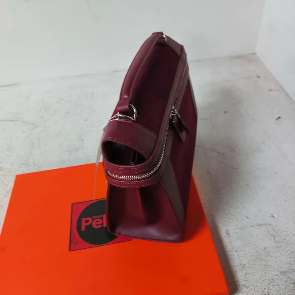 GRAND PELLE BURGUNDY LEATHER HANDBAG – ZIP CLOSURE