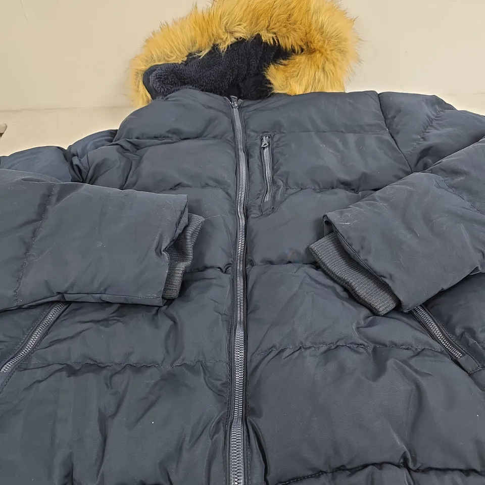 SOULCAL & CO CALIFORNIA HOODED PUFFER COAT, NAVY - SIZE 3XL