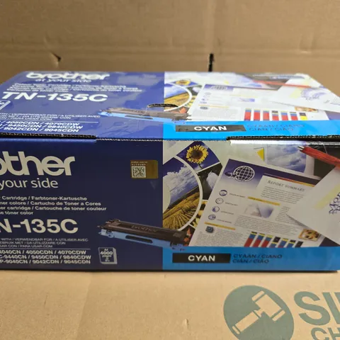 4 X BOXED BROTHER TN-135 TONER CARTRIDGES - CYAN 