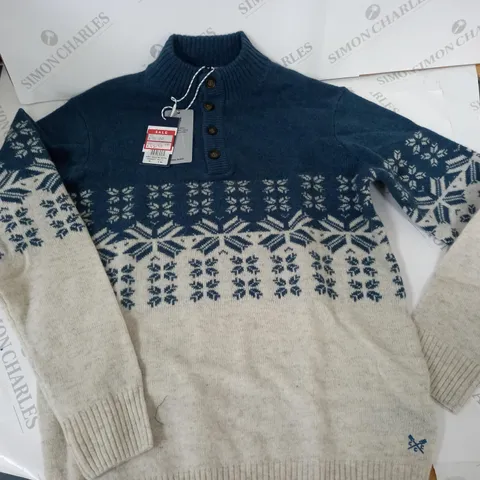 CREW CLOTHING NORDIC FAIRAISLE HALF BUTTON TOP - M