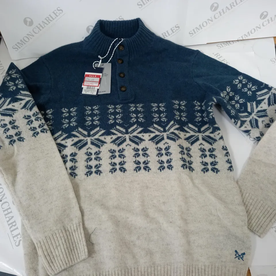 CREW CLOTHING NORDIC FAIRAISLE HALF BUTTON TOP - M