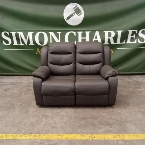 ROTHBURY LUXURY FAUX LEATHER HIGH BACK 2 SEATER MANUAL RECLINER SOFA - CHARCOAL