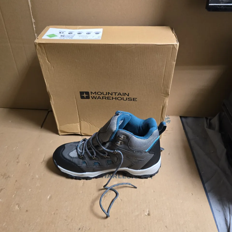 MOUNTAIN WAREHOUSE TREKKING BOOTS – GREY/BLUE, ADULT OUTDOOR FOOTWEAR - UK SIZE 6 
