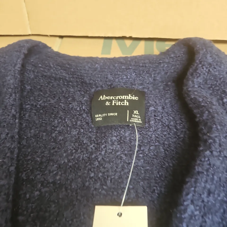 ABERCROMBIE & FITCH NAVY TEXTURED KNIT CARDIGAN – XL 