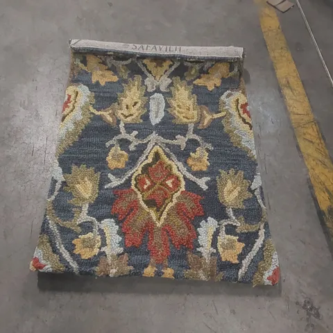 QUALITY FLORAL WOOL HAND WOVEN AREA RUG - 61 x 91cm