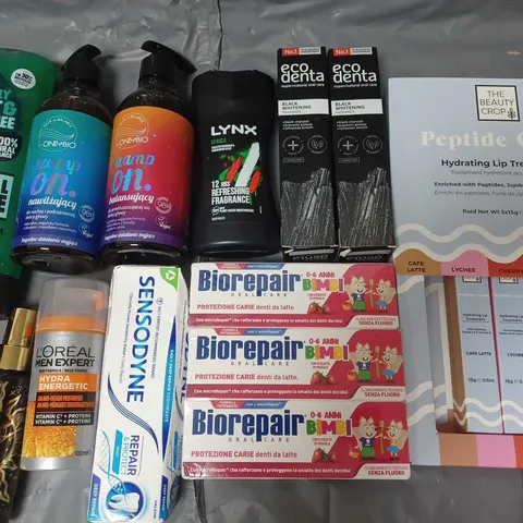 LOT OF APPROXIMATELY 25 ASSORTED HEALTH AND BEAUTY ITEMS TO INCLUDE ESSENTIAL OILS, THE BEAUTY CROP PEPTIDE CREAMS AND TOOTHPASTE