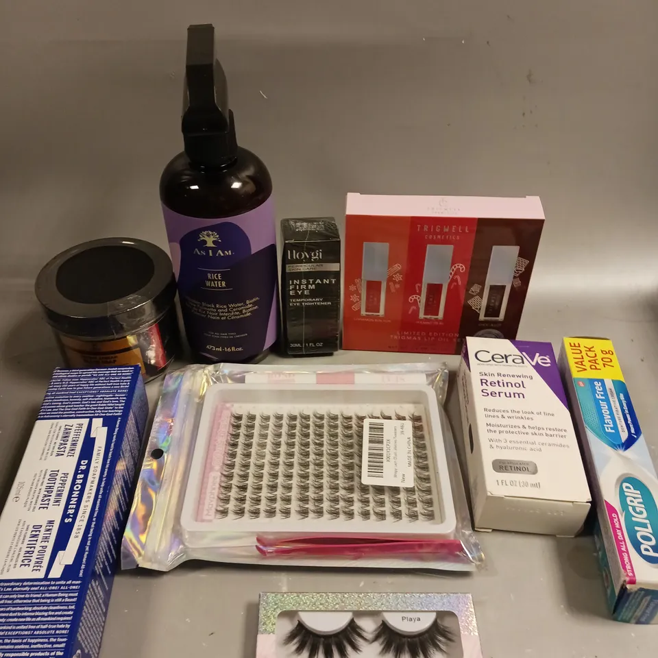 APPROXIMATELY 20 ASSORTED HEALTH & BEAUTY PRODUCTS TO INCLUDE CERAVE RETINOL SERUM, POLIGRIP CREAM, AS I AM RICE WATER ETC 