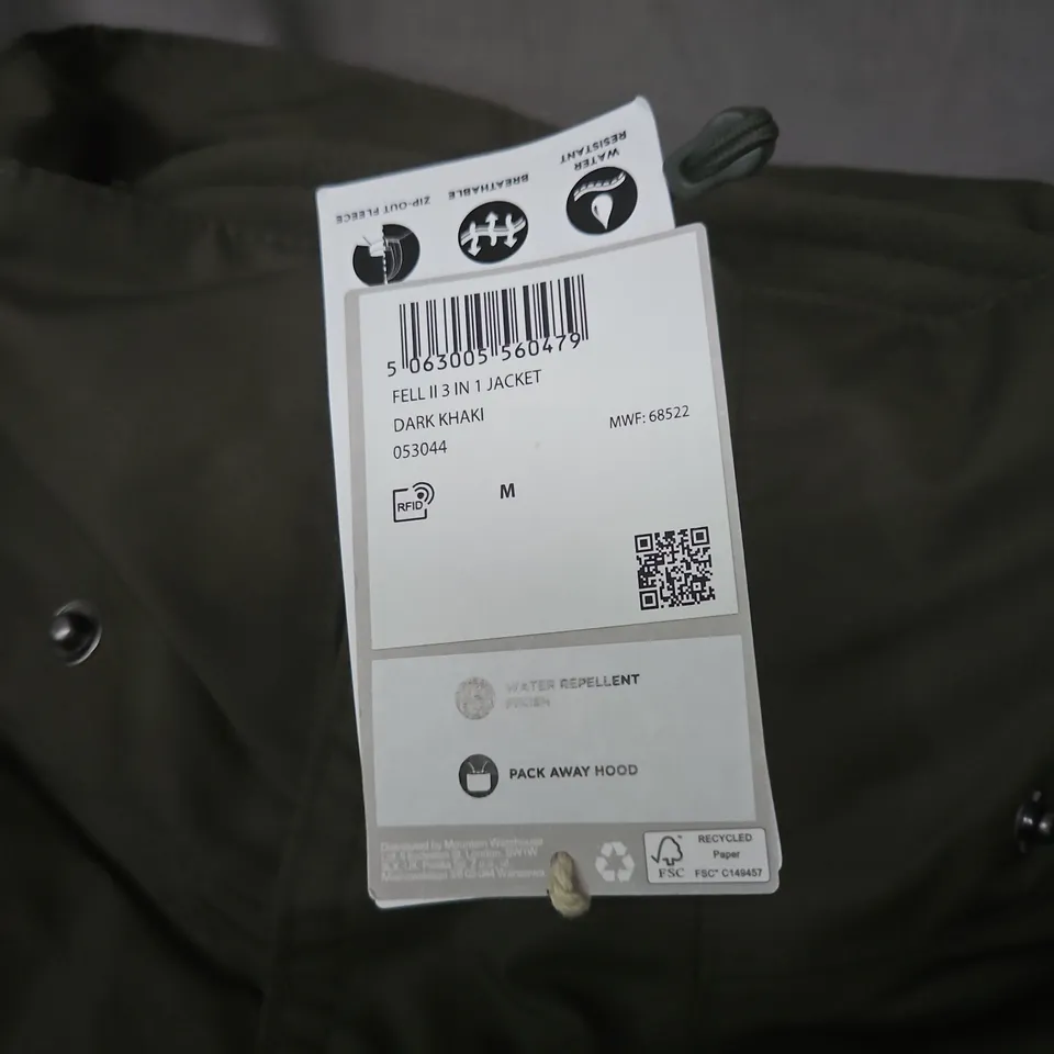 MOUNTAIN WAREHOUSE FELL 3-IN-1 JACKET, DARK KHAKI, UK M