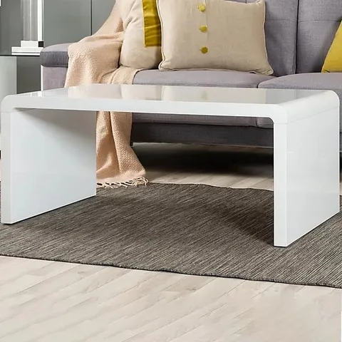 BOXED ENZO RECTANGULAR WHITE HIGH GLOSS COFFEE TABLE (1 BOX)