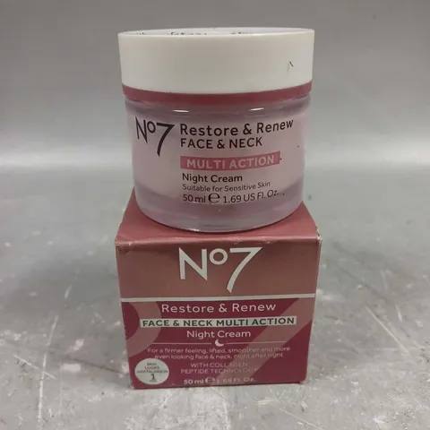 BOXED NO7 RESTORE & RENEW FACE & NECK NIGHT CREAM 50ML