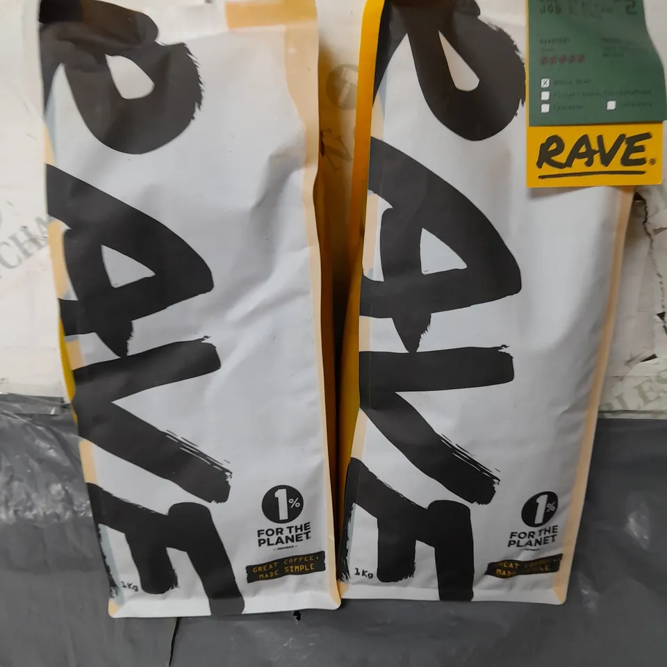 LOT OF 2 1KG BAGS OF RAVE COFFEE BEANS