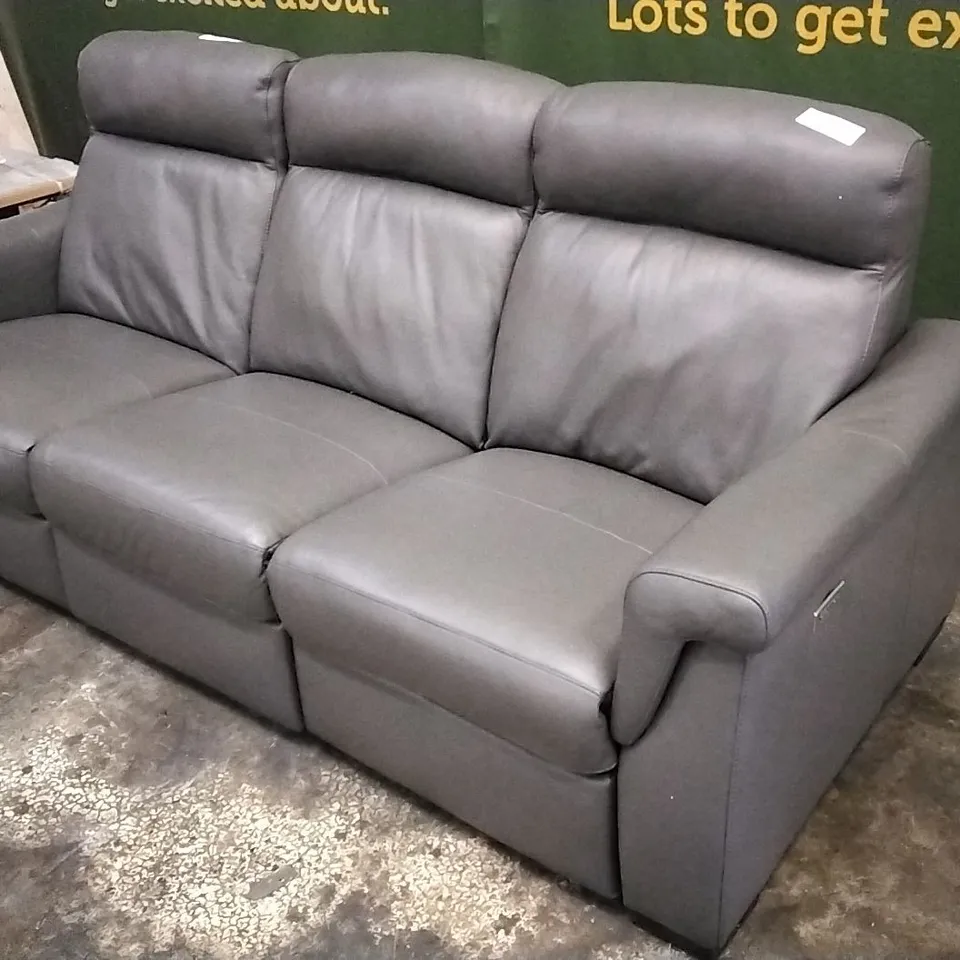 QUALITY ITALIAN DESIGNER ADRIANO POWER RECLINER LARGE SOFA IN CLAY GREY LEATHER 