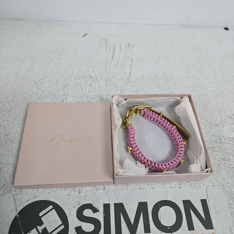 MILA & COCO PINK BRAIDED COLLAR WITH GOLD-TONE ACCENTS (BOXED)