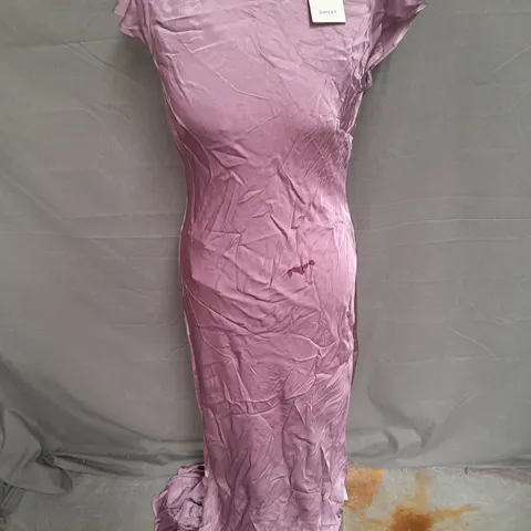 GHOST AVERIE SATIN MIDI DRESS IN PURPLE SIZE 10