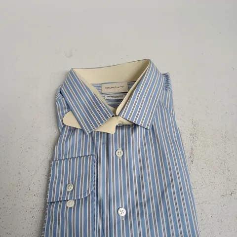 GANT MEN'S DRESS SHIRT β BLUE STRIPE POPLIN, SIZE XXL (THOMAS MASON FABRICS)