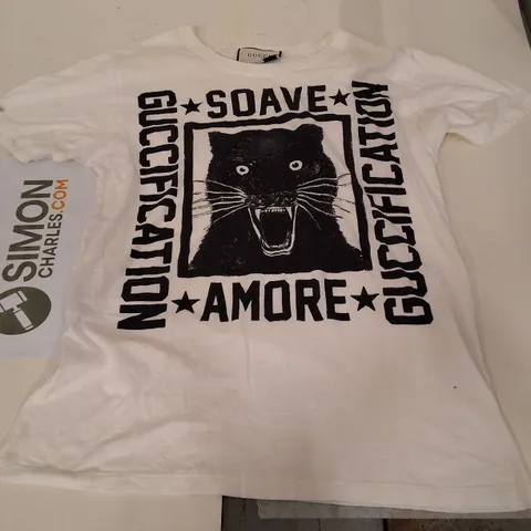 GUCCI WHITE GUCCIFICATION PANTHER SO AVE AMOR T SHIRT