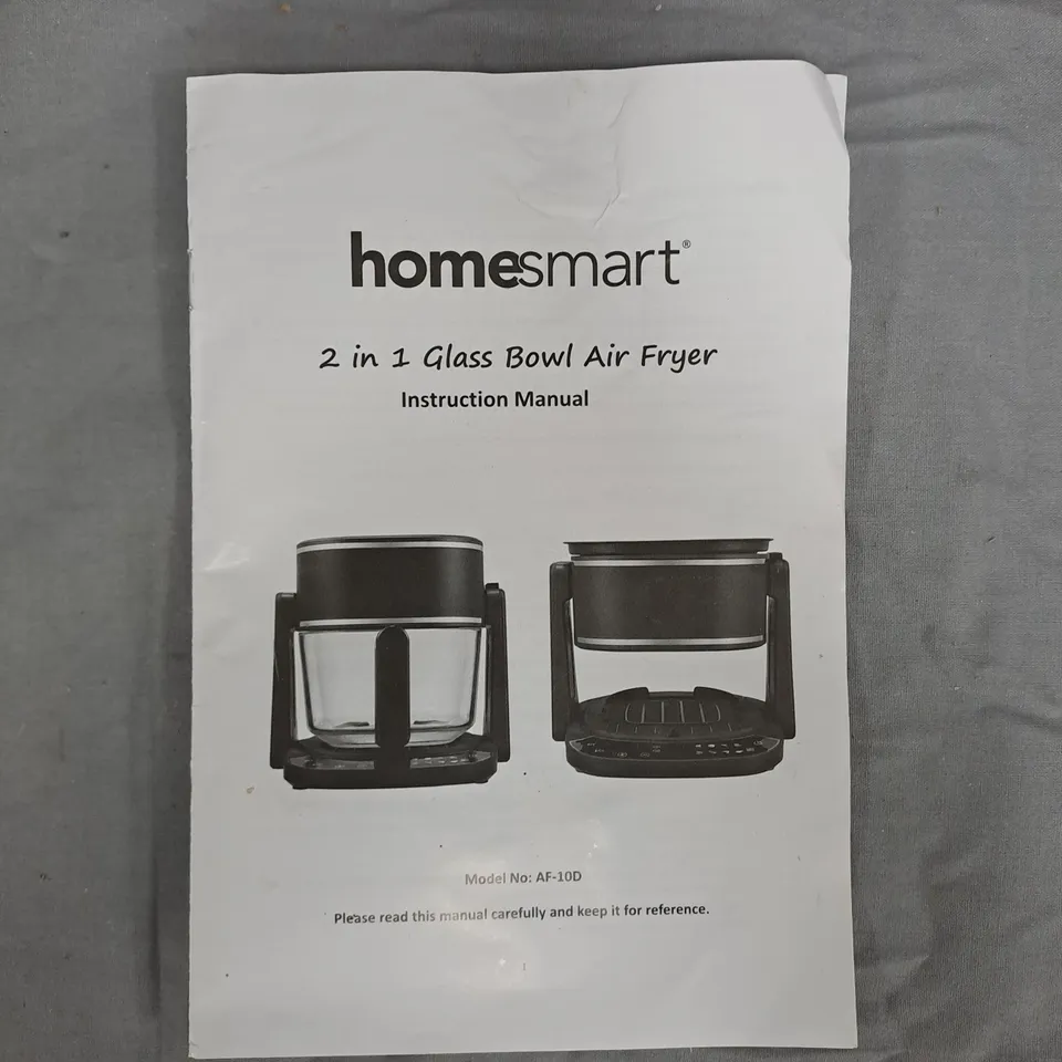 HOMESMART 2-IN-1 GLASS BOWL AIR FRYER – BOXED, 4.5L, MODEL AF-10D