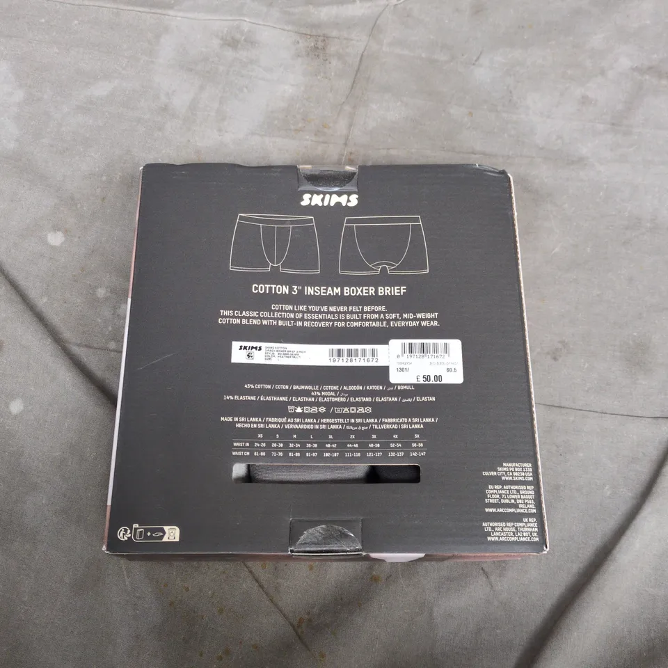 SKIMS COTTON 3\" INSEAM BOXER BRIEFS – BOXED (LARGE)