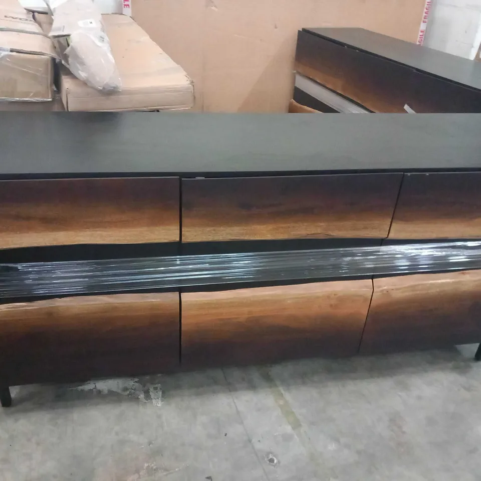 DESIGNER THREE DOOR RECLAIMED WOOD EFFECT SIDEBOARD