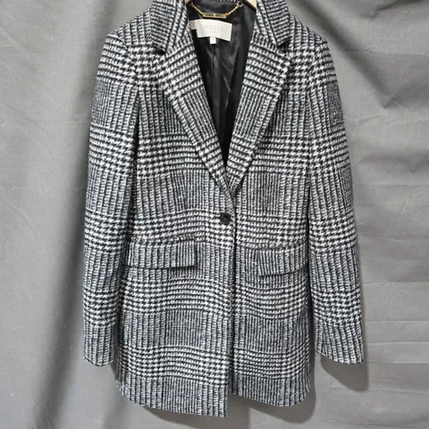 HOBBS LONDON WOMEN'S CHECK WOOL-BLEND COAT – GREY/BLACK - UK 8