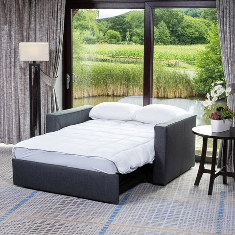 BOXED BEVERS 2 SEATER UPHOLSTERED SLEEPER - GREY (2 BOXES)