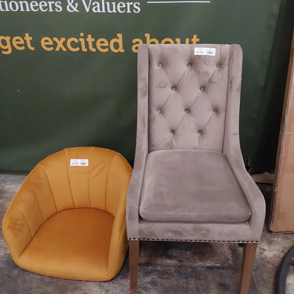 TWO DESIGNER UPHOLSTERED CHAIRS