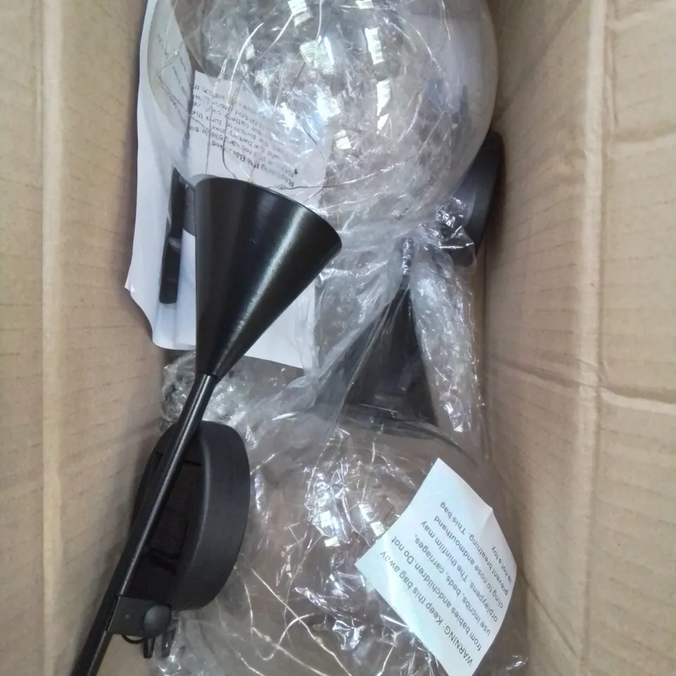 BOXED PAIR OF HOME2GARDEN SOLAR POWERED LED GARDEN LIGHTS