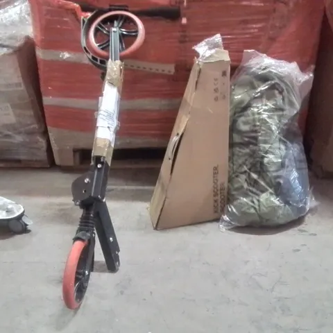 PALLET OF ASSORTED HOUSEHOLD GOODS AND PRODUCTS TO INCLUDE; KICK SCOOTER,TENT,KIDS SCOOTER