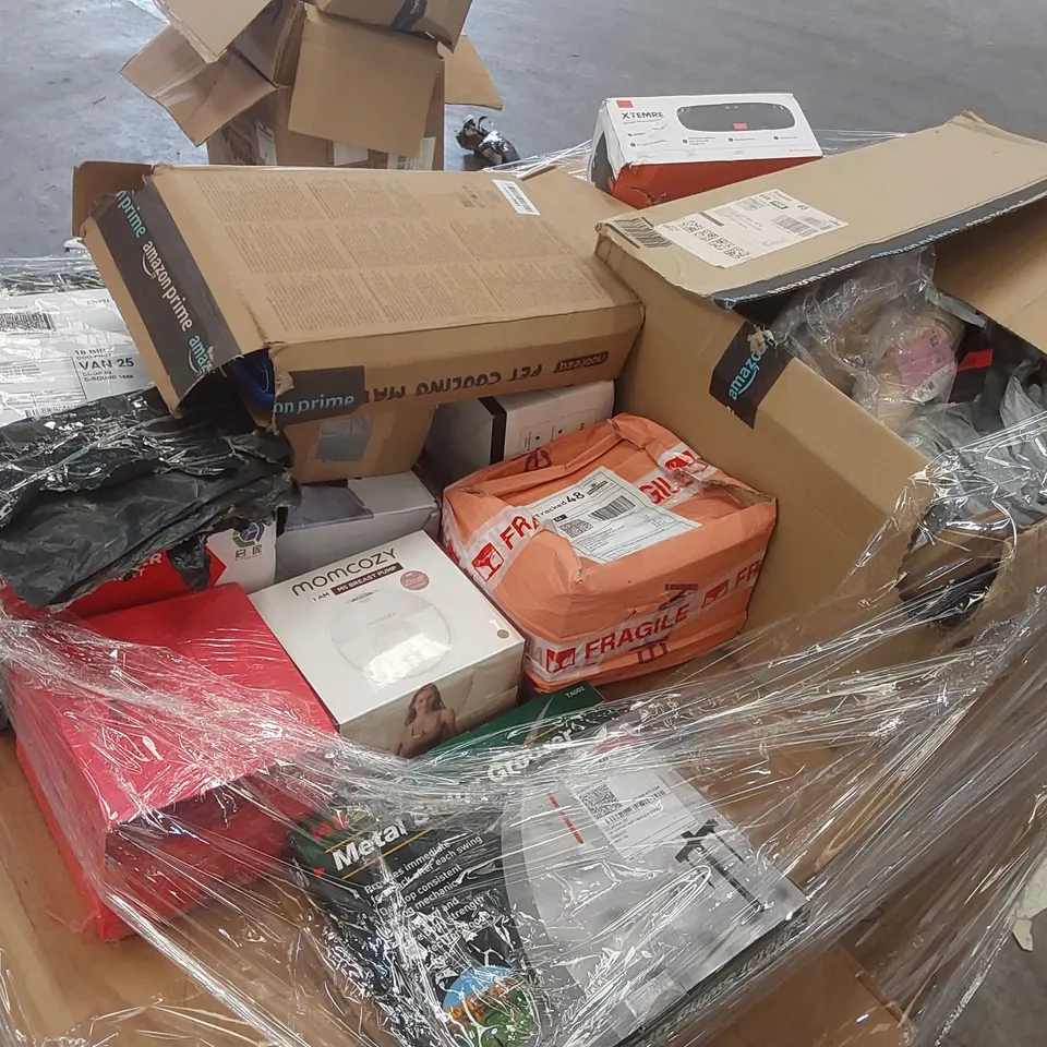 PALLET CONTAINING A LARGE ASSORTMENT OF CONSUMER PRODUCTS INCLUDING: MOMCOZY BREAST PUMP,SECURITY CAMERAS, WIRELESS SPEAKER ECT