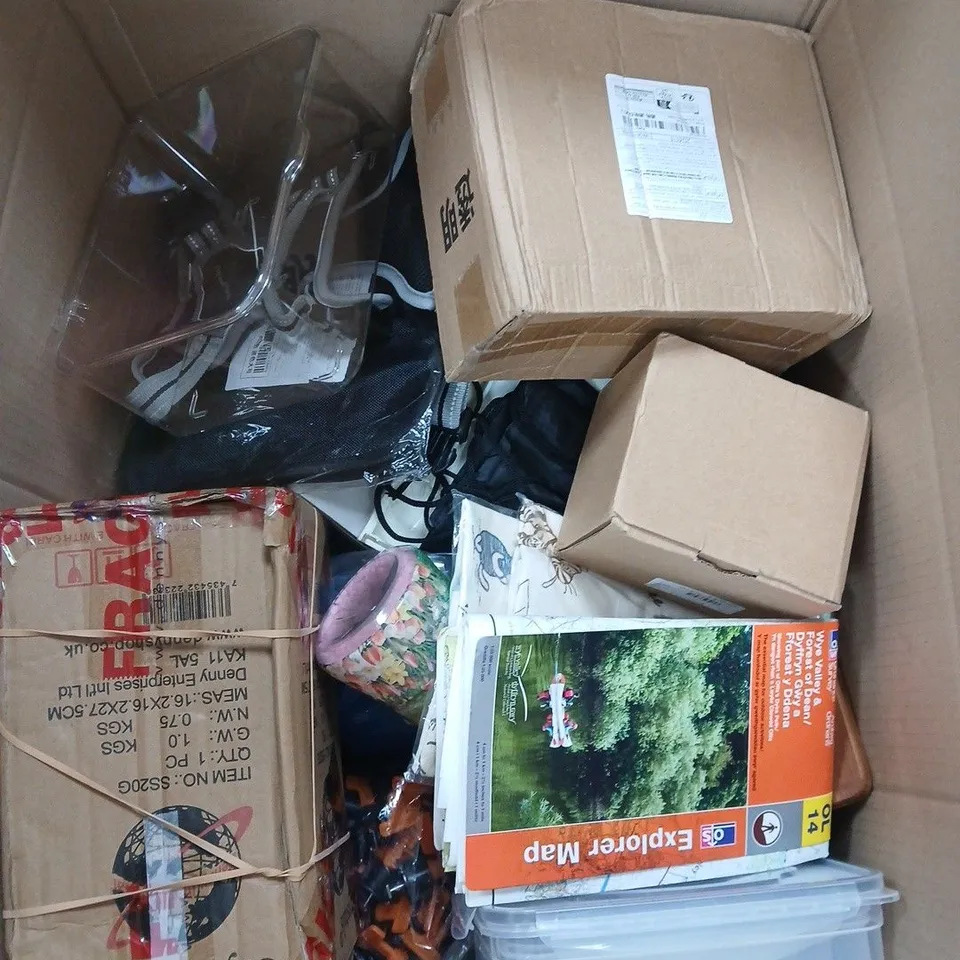 BOX OF APPROXIMATELY 10 ASSORTED ITEMS INCLUDING LENOR IN-WASH SCENT BOOSTER, A BLACK DRAWSTRING BAG AND SHAPES FITNESS BELT AND SHAPER