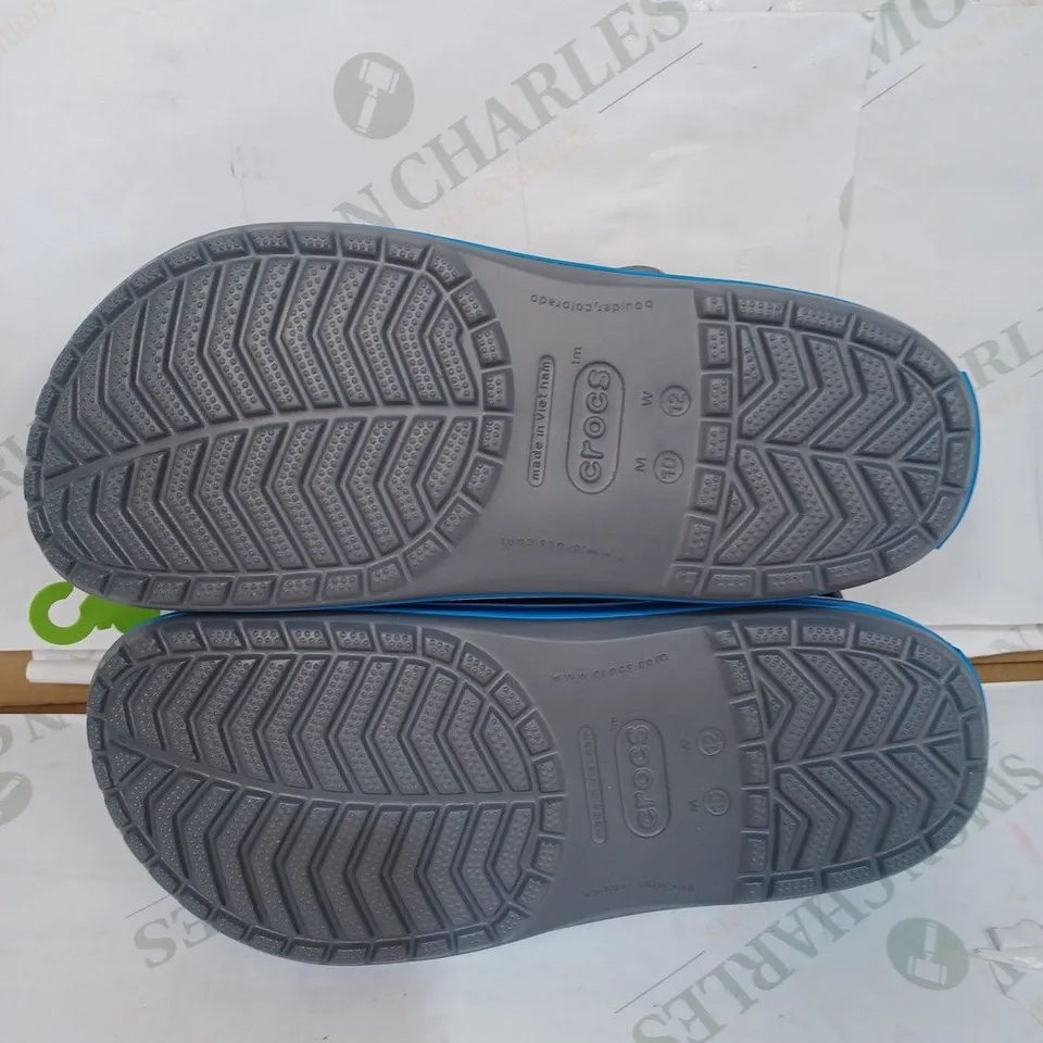 PAIR OF CROCBAND CROCS - BLUE & GREY / SIZE: M9 W10 UK
