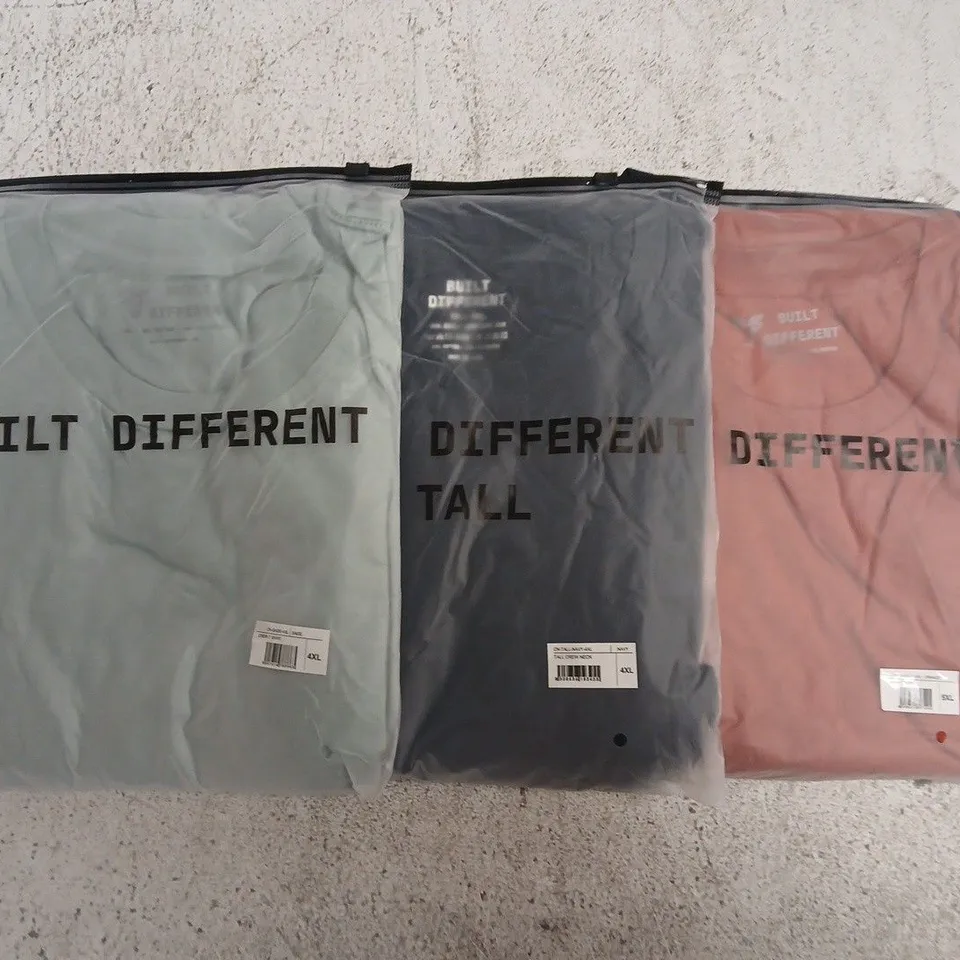 SET OF APPROXIMATELY 10 ASSORTED BUILT DIFFERENT T-SHIRTS/SHIRTS IN VARIOUS COLOURS AND SIZES
