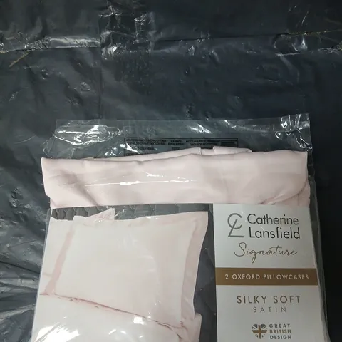CATHERINE LANSFIELD SILKY SOFT SATIN OXFORD PILLOWCASE PAIR - BLUSH