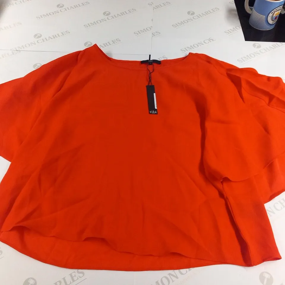 TIBI ORANGE WOVEN TOP SIZE LARGE